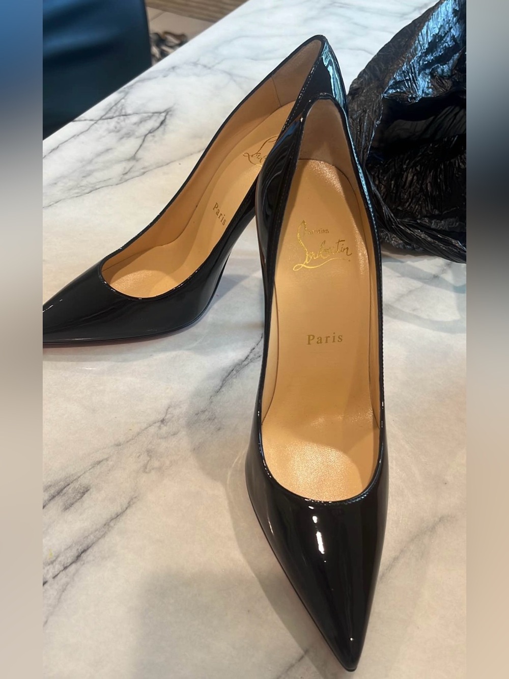 Christian Louboutin Black Patent Pointed Toe Pumps